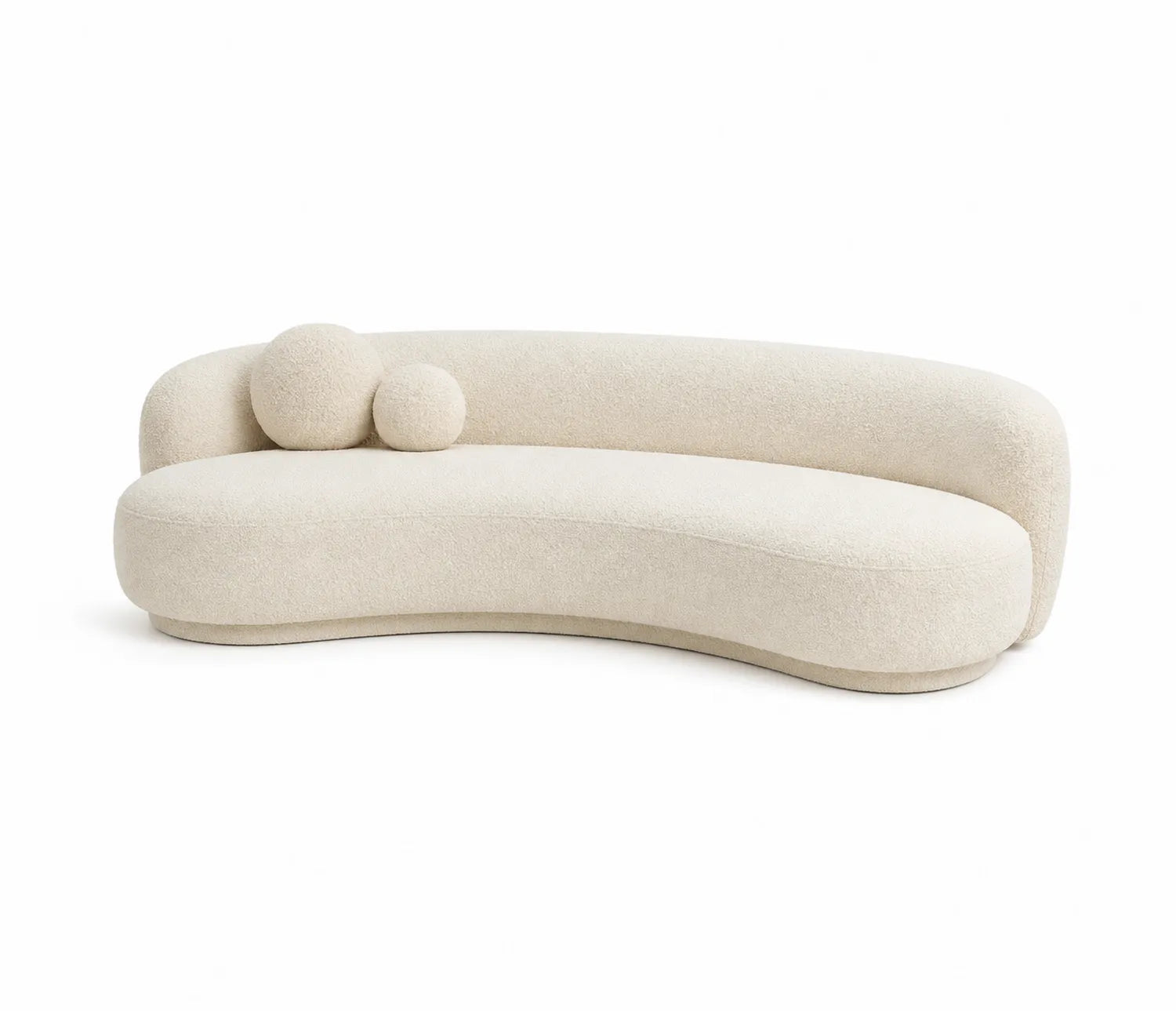 Sofá Curvo 3 Plazas Beige Bouclé