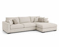 Sofá en L con Chaise Longue de Tela Beige