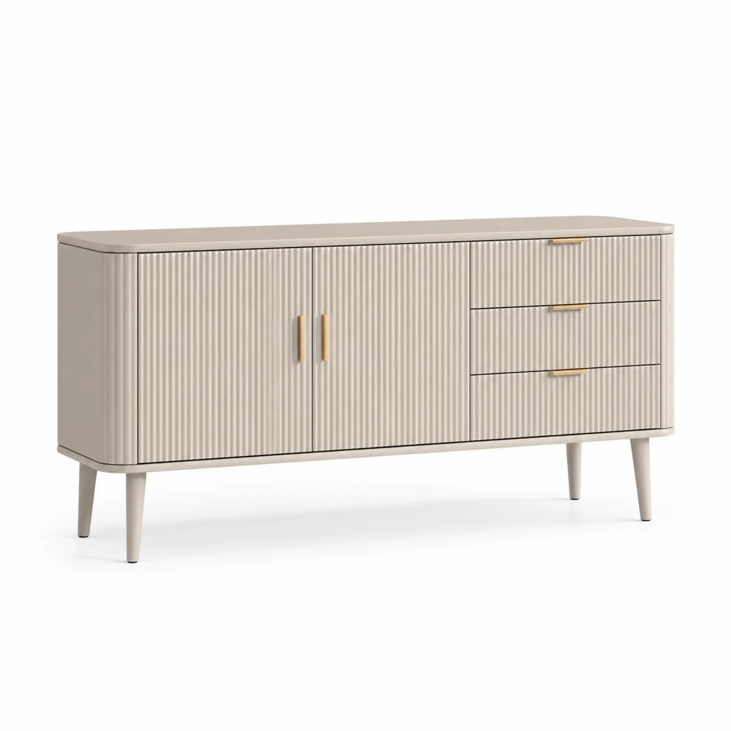 Aparador de madera con puertas y cajones 150x40x80 cm Beige