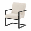 Silla de metal con tapizado de poliéster beige