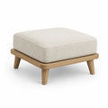 Puf de Madera de Roble y Tela de Poliéster Beige