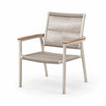 Silla de aluminio y cuerda con reposabrazos de madera, 70x70x80 cm, Beige