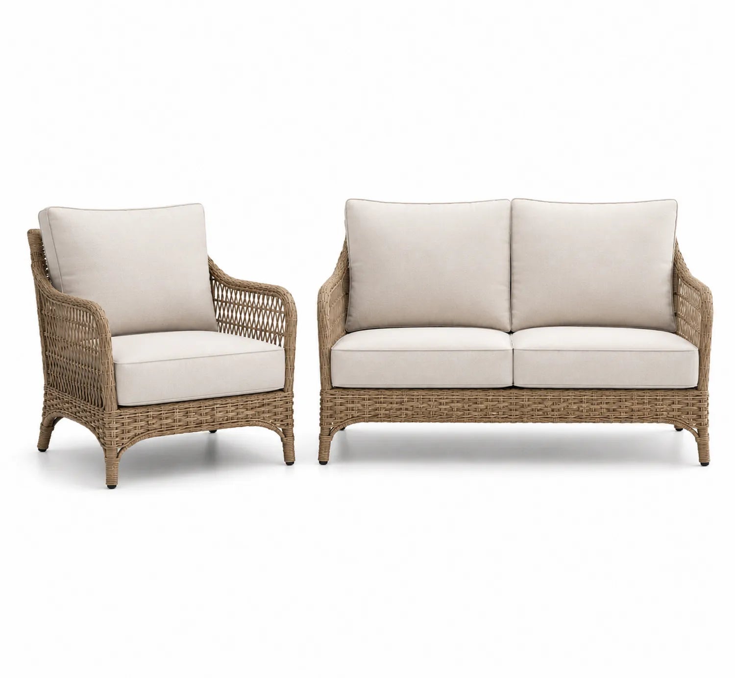 Conjunto de Sofá de Ratán Sintético con Cojines Beige