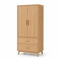 Armario de Madera con Puertas y Cajones de Roble 180x80x50cm
