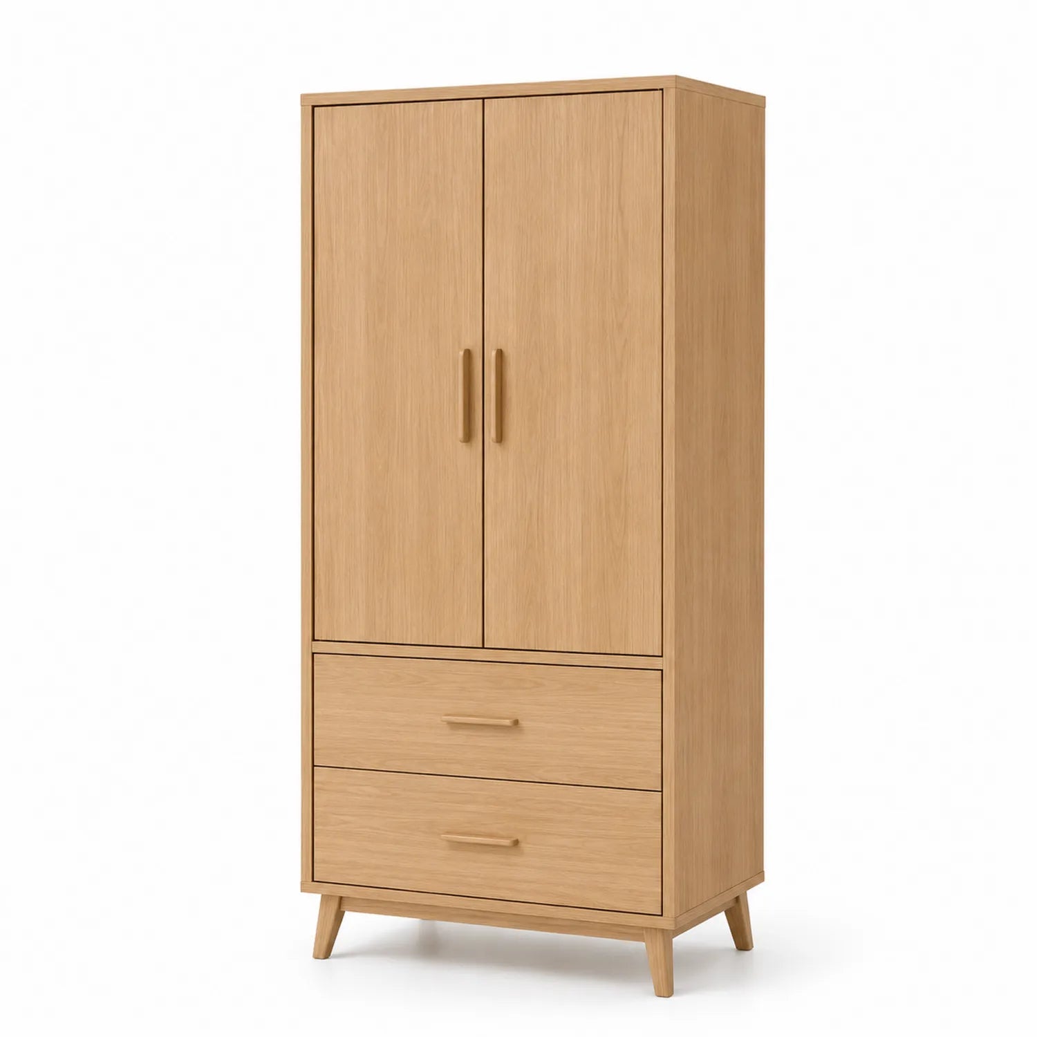 Armario de Madera con Puertas y Cajones de Roble 180x80x50cm