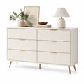 Cómoda de Madera con Seis Cajones Blanco/Dorado