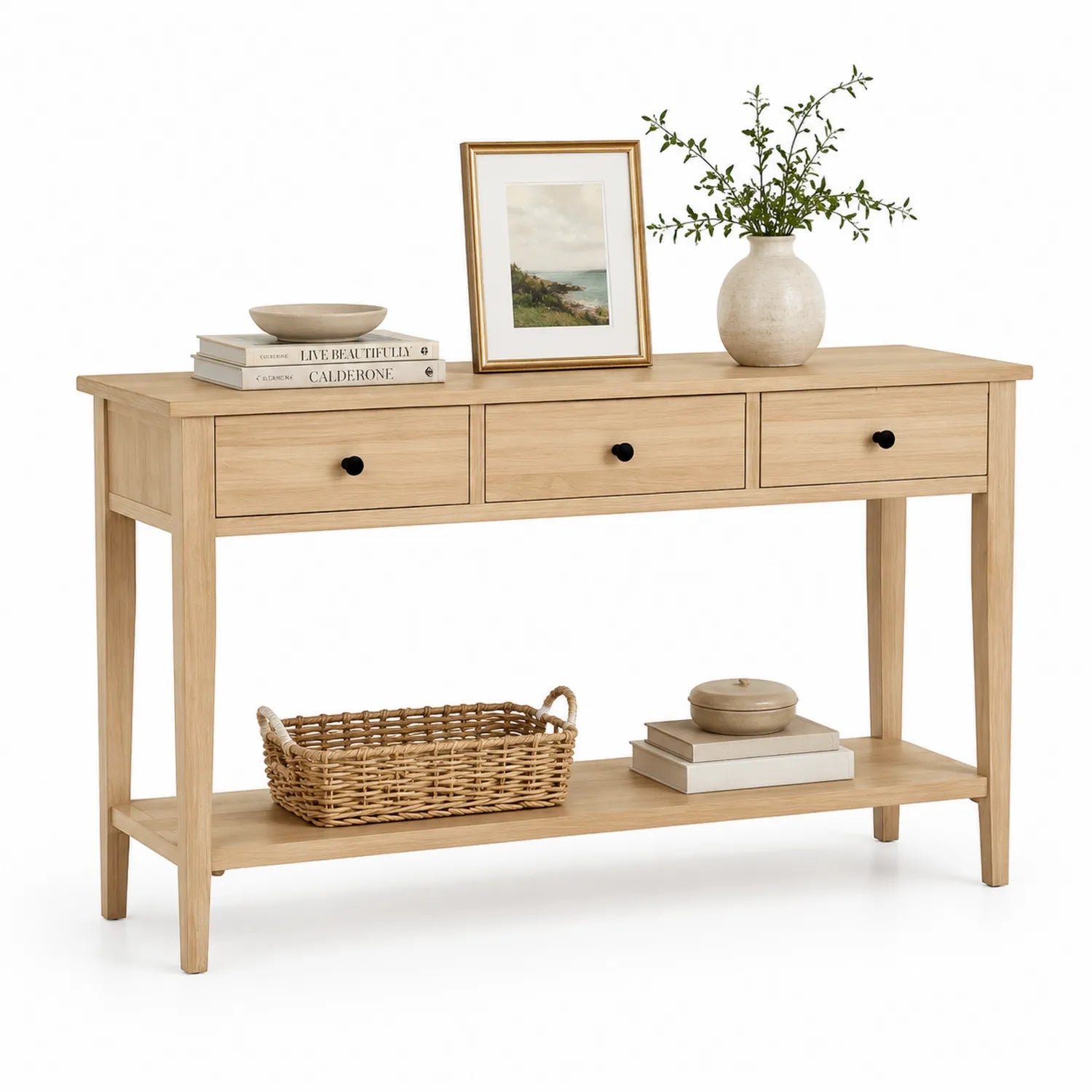 Mesa consola de madera con 3 cajones 120x35x80 cm