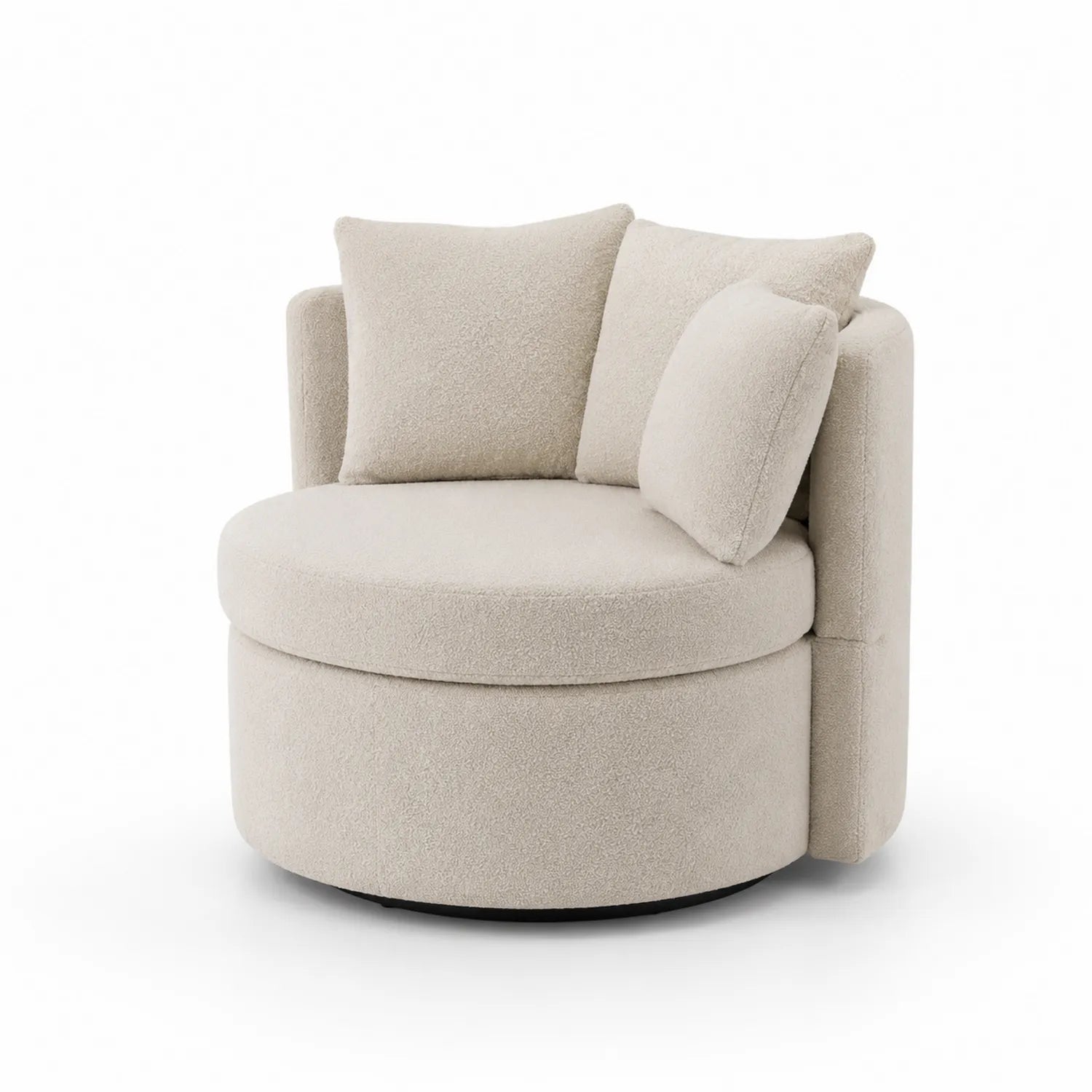 Silla redonda de poliéster Beige con cojines, diámetro 90 cm