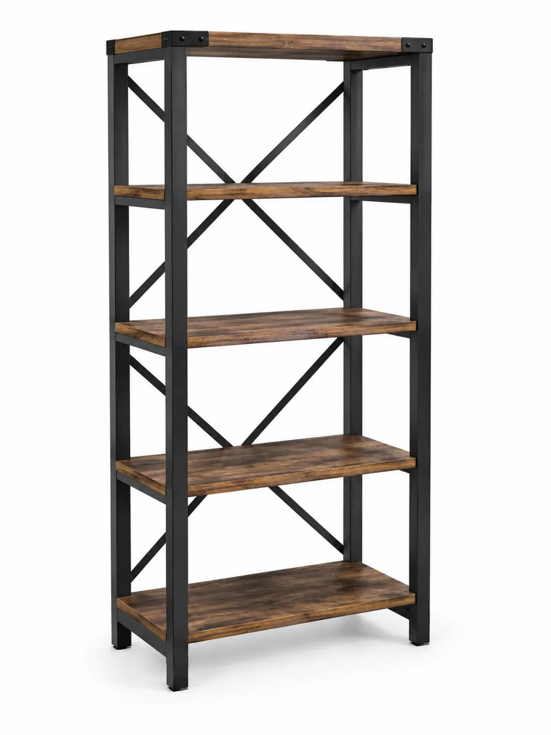 Estantería de madera y metal con 5 niveles Marrón/Negro