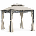 Pérgola de Metal con Techo de Poliéster Beige