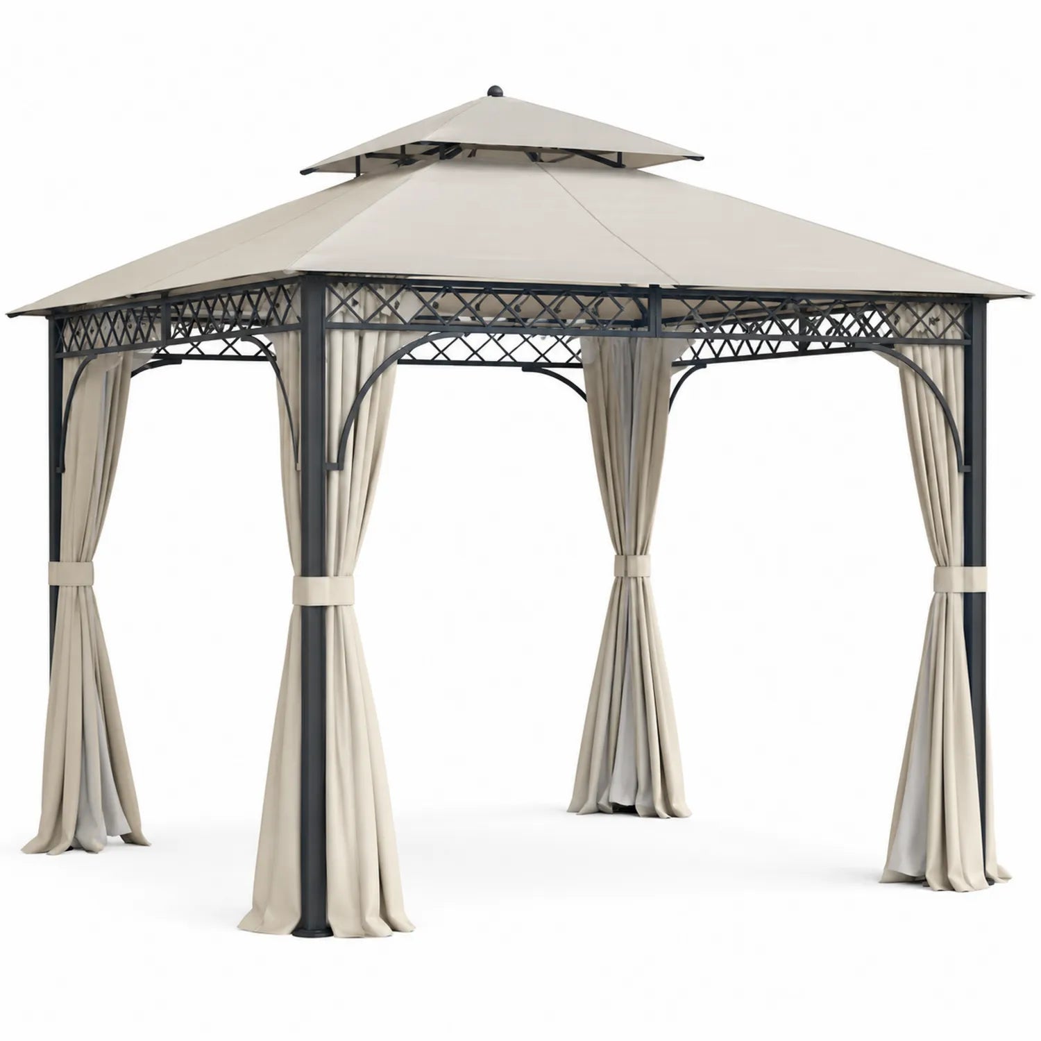 Pérgola de Metal con Techo de Poliéster Beige