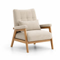 Silla tapizada con estructura de madera de roble Beige