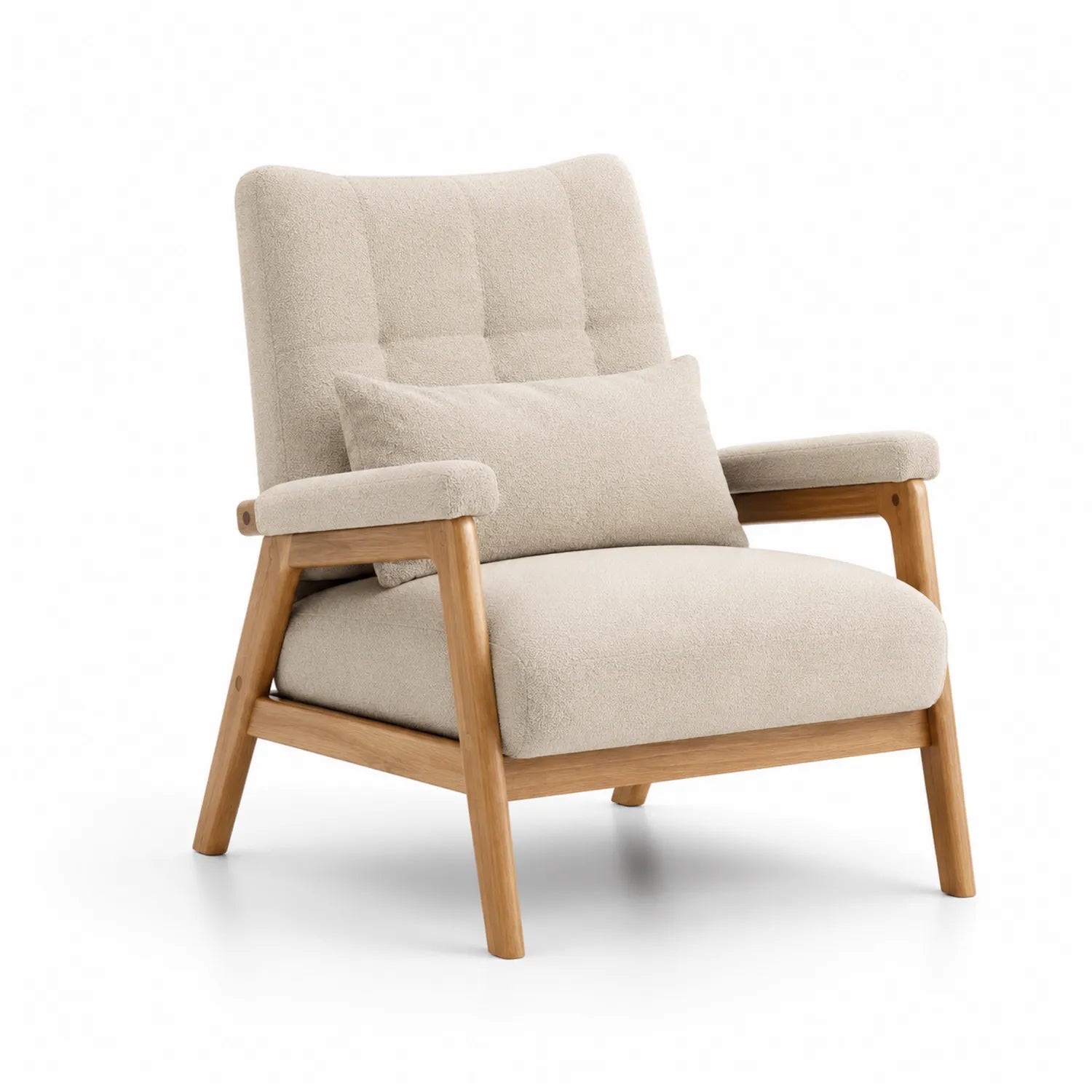 Silla tapizada con estructura de madera de roble Beige