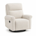 Sillón reclinable giratorio de tela beige con base de metal