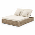 Sofá cama de día doble de ratán sintético con cojines beige