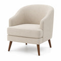 Sillón de Tela de Poliéster con Patas de Madera Beige