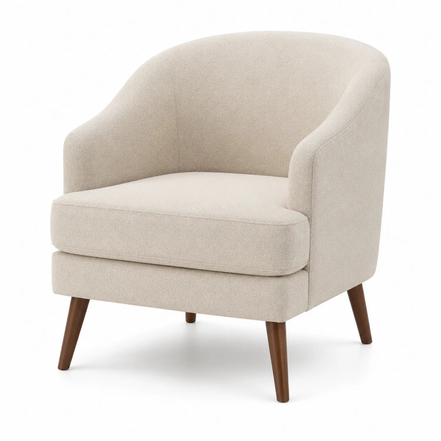 Sillón de Tela de Poliéster con Patas de Madera Beige