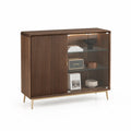 Aparador de Madera de Nogal con Puertas de Vidrio Templado 120x40x90 cm