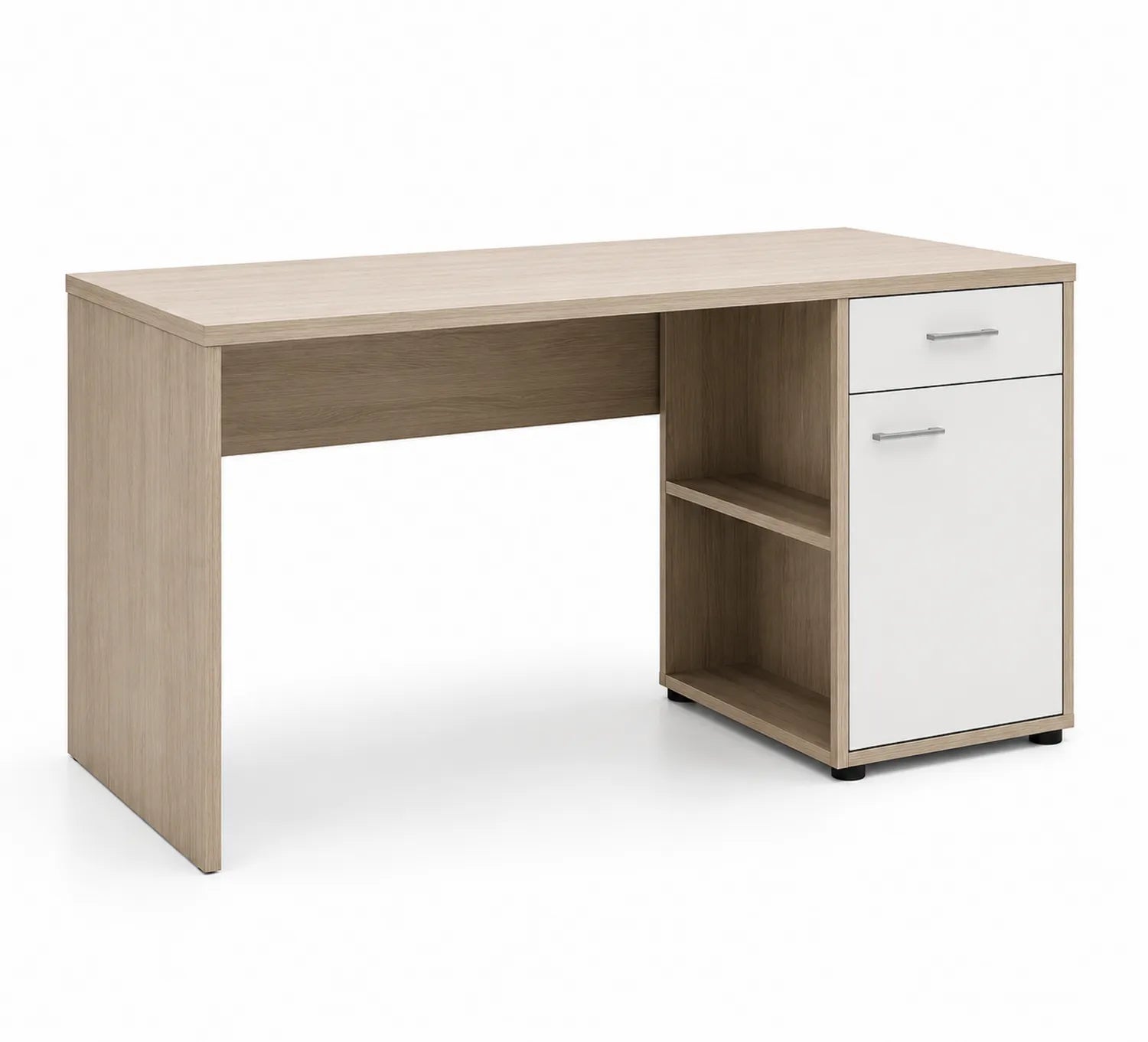 Escritorio de Madera con Cajón y Estante 120x60x75 cm Blanco/Roble