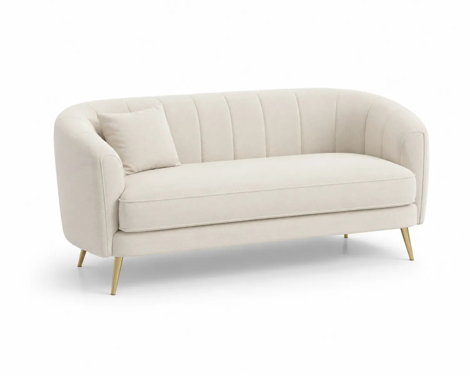 Sofá de Tela Beige con Patas Metálicas