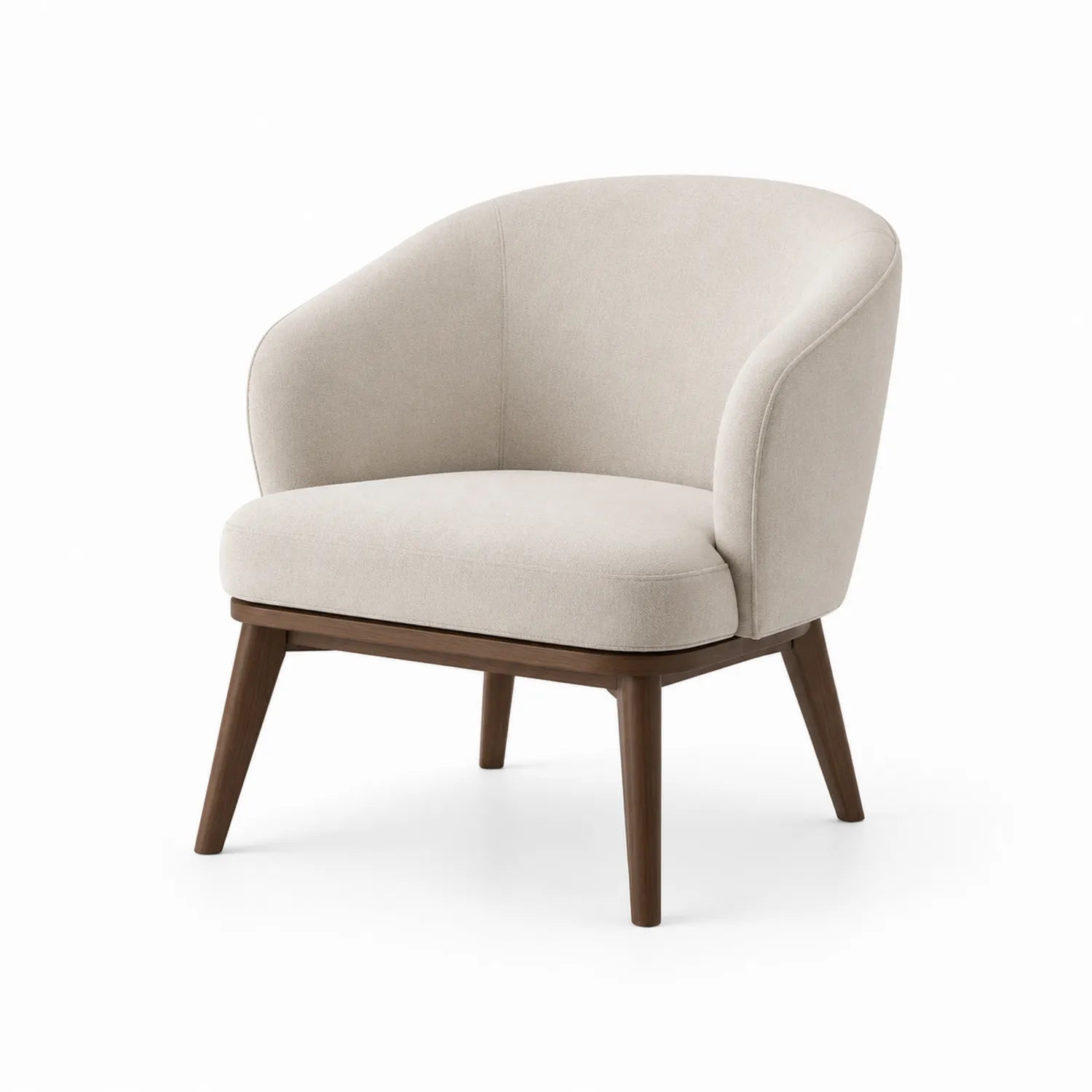 Silla de Tela Beige con Estructura de Madera Maciza
