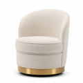 Silla Giratoria de Poliéster Crema con Base Dorada