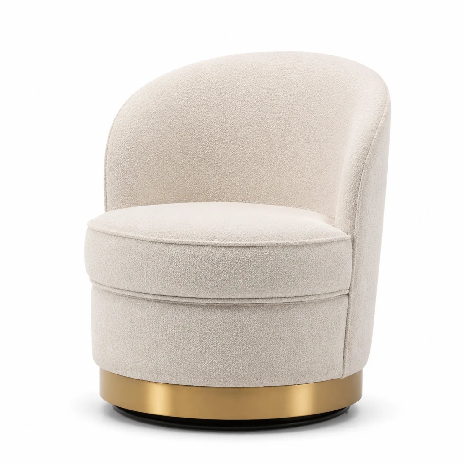 Silla Giratoria de Poliéster Crema con Base Dorada
