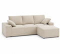 Sofá seccional en L de pana beige 220 cm