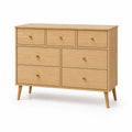 Cómoda de madera con 7 cajones 80x120x40cm Roble
