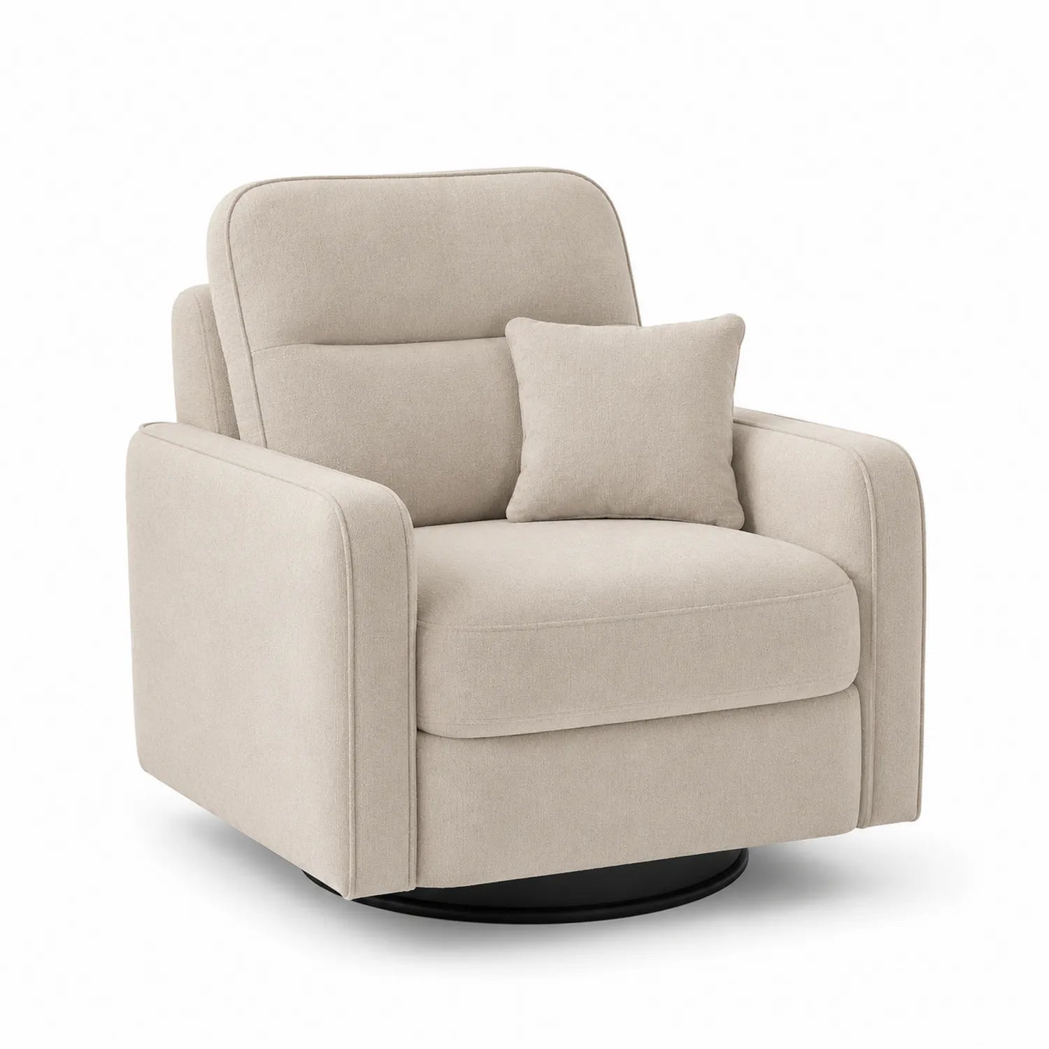 Sillón giratorio de tela de poliéster beige con cojín